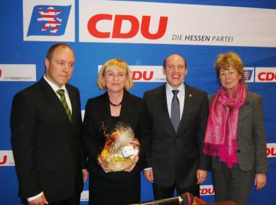 von links nach rechts: Sven Holzhauer, Evelin Spyra, Manfred Pentz MdL und Karin Neipp MdL