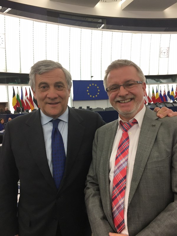 Der neue Präsident des Europäischen Parlamentes Antonio Tajani MdEP und Michael Gahler MdEP 